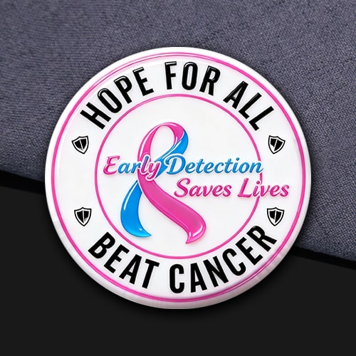 Epoxy Beat Cancer Pink & Blue Ribbon Pin