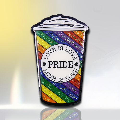 Epoxy Pride Rainbow Coffee Cup Enamel Pin
