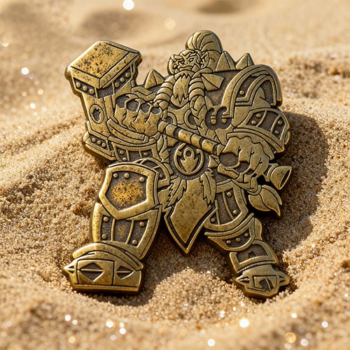 Fantasy Orc Warrior Antique Brass Pin