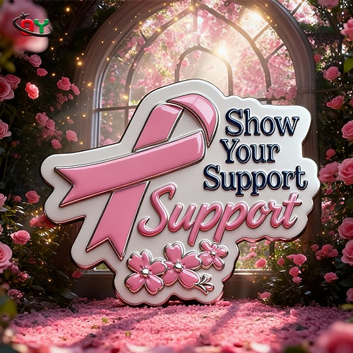 Floral Pink Ribbon Breast Cancer Support Pin