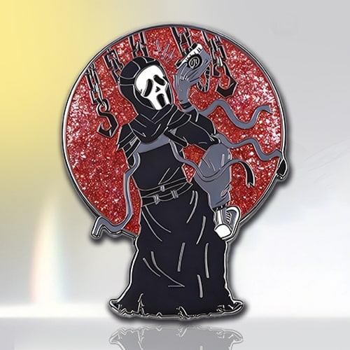 Glitter Ghost Face Holiday Pin