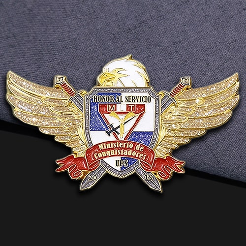 Glitter Honor Al Servicio Eagle Wings Military Pin