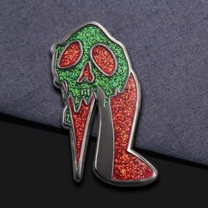 Glitter Skull High Heel Enamel Pin