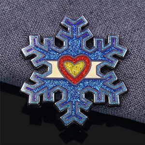 Glitter Snowflake Heart Enamel Pin