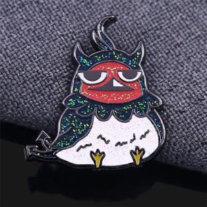 Glittery Devil Owl Enamel Pin