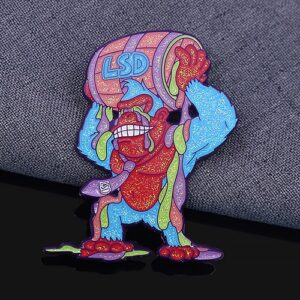 Glittery LSD Barrel Gorilla Enamel Pin