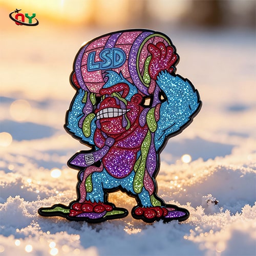 Glittery LSD Barrel Gorilla Enamel Pin