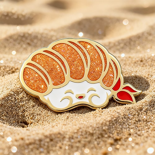 Glittery Sushi Roll Character Enamel Pin