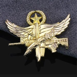 Golden Winged Arms & Star Military Pin