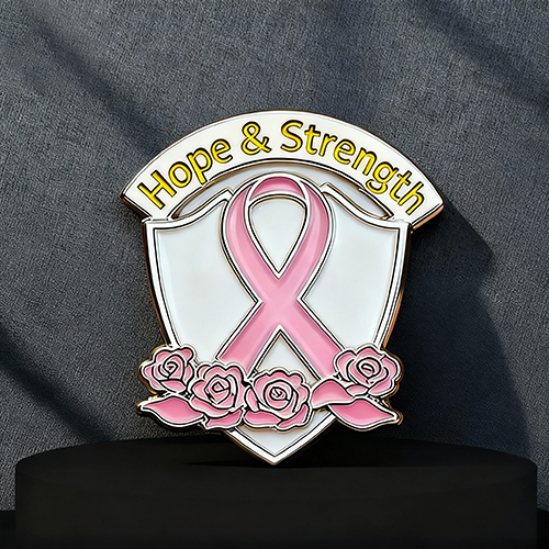 Hope & Strength Pink Ribbon Rose Pin