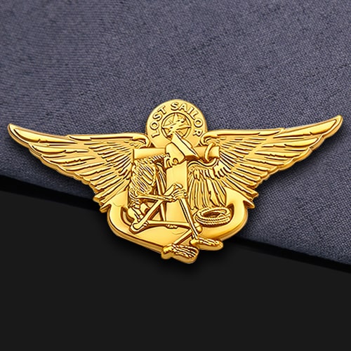 Lost Sailor Skeleton Anchor Wings Military Pin