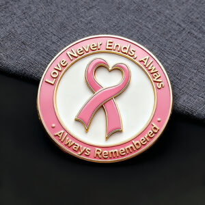 Love Never Ends Breast Cancer Ribbon Pin