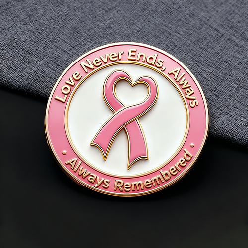 Love Never Ends Breast Cancer Ribbon Pin