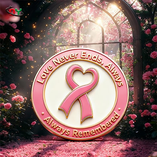 Love Never Ends Breast Cancer Ribbon Pin