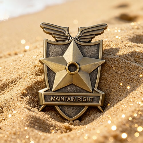 Maintain Right Winged Star Shield Military Pin