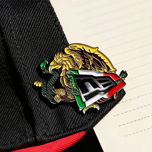 Mexican Eagle & Flag Themed Enamel Cap Pin