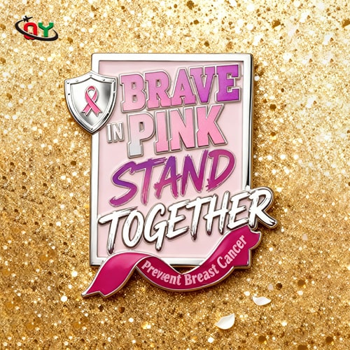 Pink Gradient Brave Breast Cancer Awareness Pin