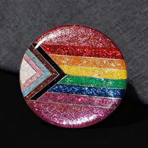 Progress Pride Rainbow Round Enamel Pin