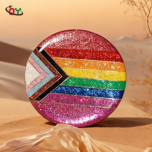 Progress Pride Rainbow Round Enamel Pin