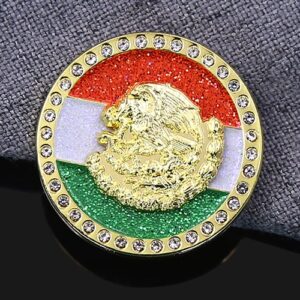 Reinstone Mexican Flag Eagle Glitter Pin