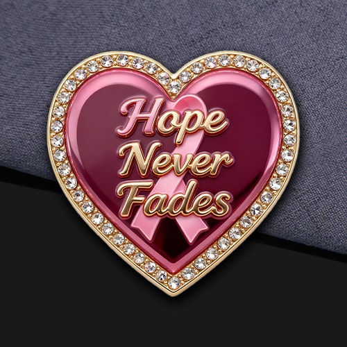 Rhinestone-Encrusted Pink Ribbon Hope Pin