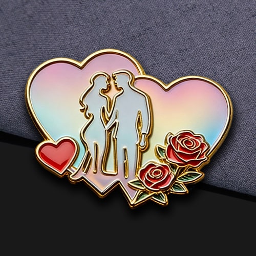 Romantic Couple Heart Enamel Pin