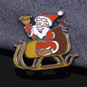Santa’s Sleigh Ride Christmas Enamel Pin