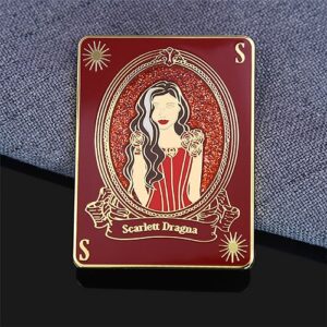 Scarlett Dragna Red Glitter Tarot Card Enamel Pin