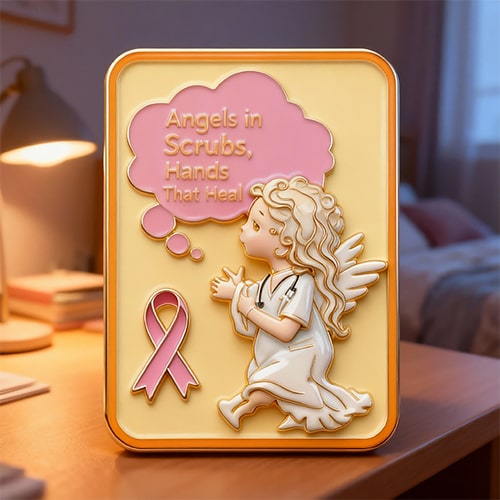 Scrubs Angel Breast Cancer Support Pin