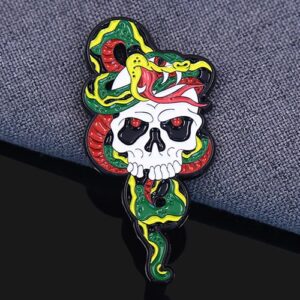 Skull & Snake Gothic Halloween Enamel Pin