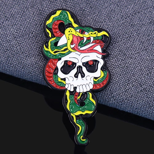 Skull & Snake Gothic Halloween Enamel Pin