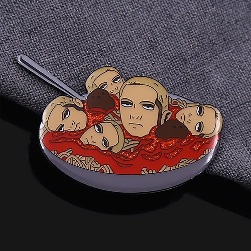 Spaghetti Meatball Faces Enamel Pin