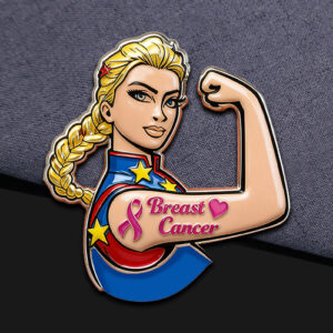 Star & Pink Ribbon Breast Cancer Warrior Pin