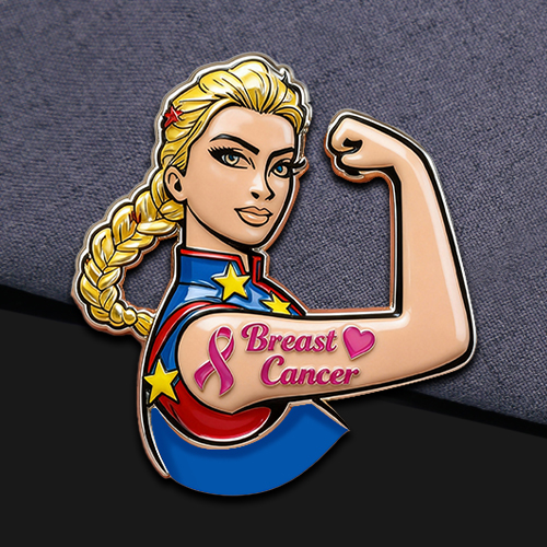 Star & Pink Ribbon Breast Cancer Warrior Pin