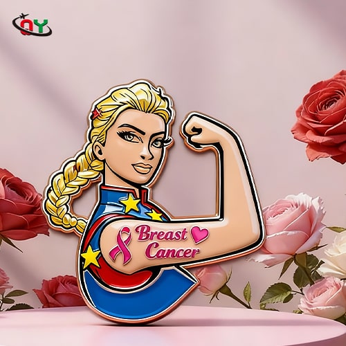 Star & Pink Ribbon Breast Cancer Warrior Pin