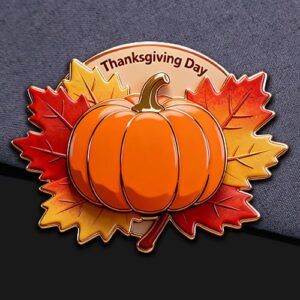 Thanksgiving 3D Pumpkin & Maple Leaf Enamel Pin