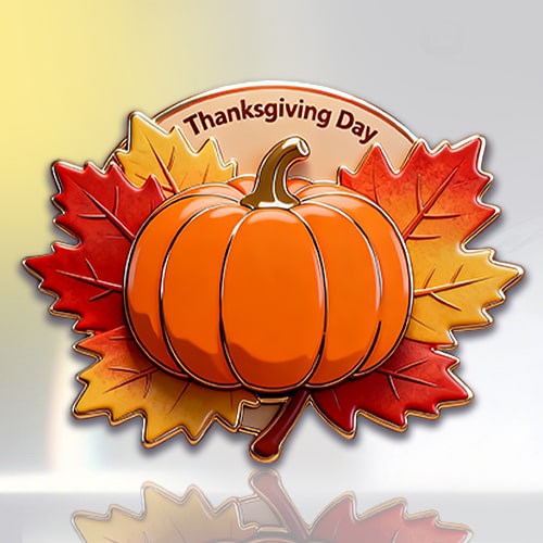 Thanksgiving 3D Pumpkin & Maple Leaf Enamel Pin