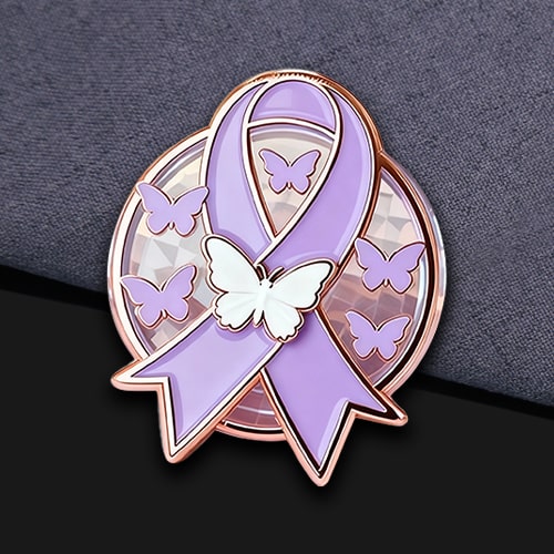 Transparent Lavender Cancer Awareness Pin