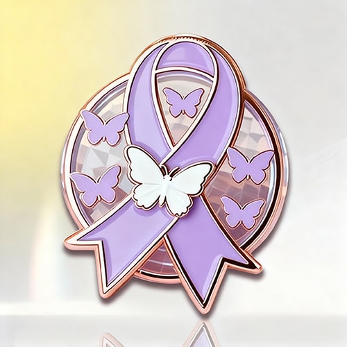 Transparent Lavender Cancer Awareness Pin