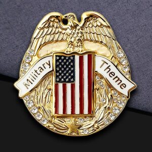 US Eagle American Flag Rhinestone Military Pin