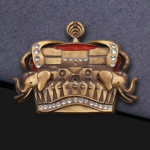 Vintage Rhinestone Elephant Crown Antique Style Pin
