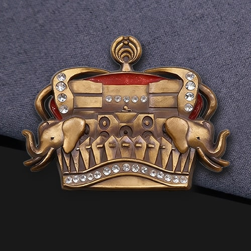 Vintage Rhinestone Elephant Crown Antique Style Pin