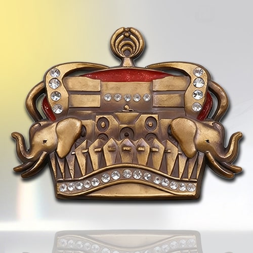 Vintage Rhinestone Elephant Crown Antique Style Pin