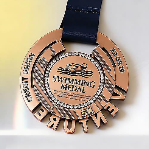 Credit Union 5K Swimming Rhinestone Medal