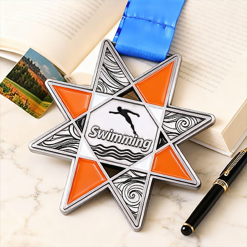 Custom Star Wave Swimmer Medal