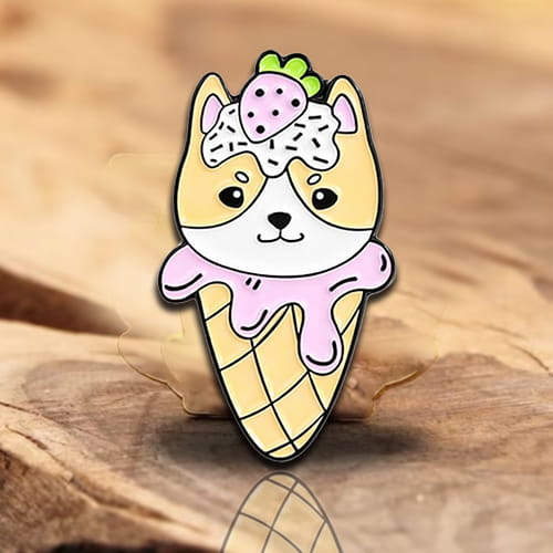 Custom enamel pin with vibrant colors and polished metal finish