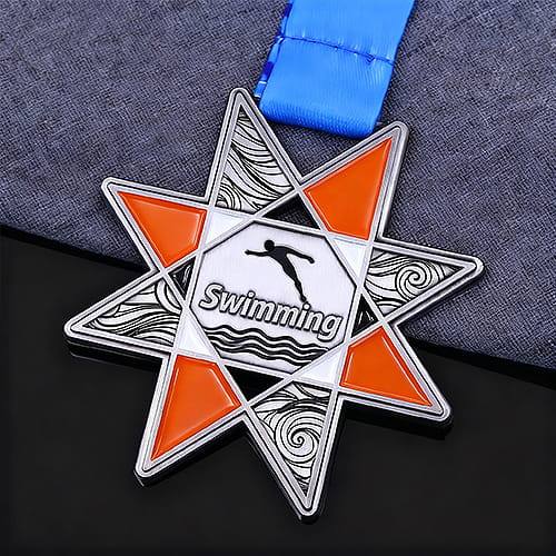 Custom Star Wave Swimmer Medal