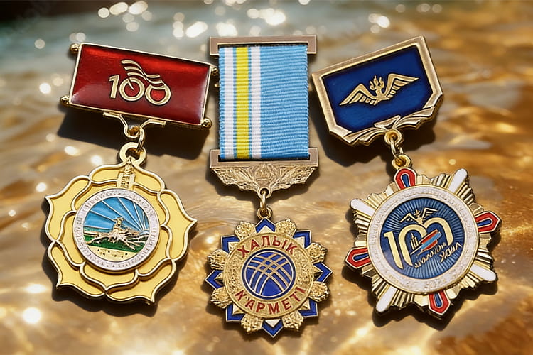 Colorful Ribbon & Gold Military Medals