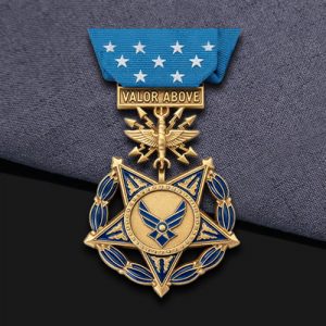 Starry Blue Ribbon Air Force Eagle & Star Medal