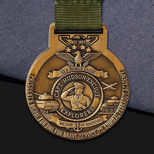Die Struck Capt. Hudson Explorers Medal